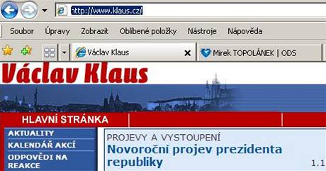 Osobní stránky prezidenta Václava Klause