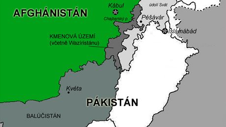 Mapa Afghánistánu a Pákistánu