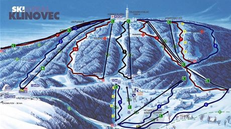 Mapa sjezdovek na Klnovci