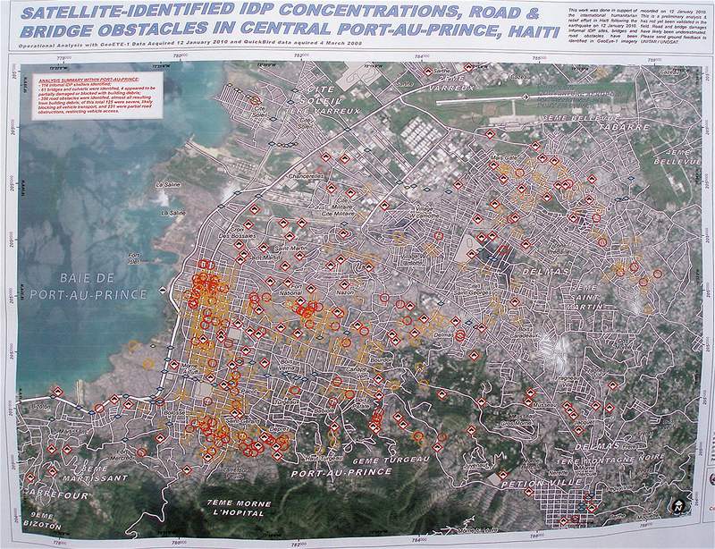 Mapa dopravních pekáek v centru port-au-Prince.