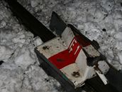 Vkolejka, kter vykolejila nkladn vlak u Kolna (19.1.2010)