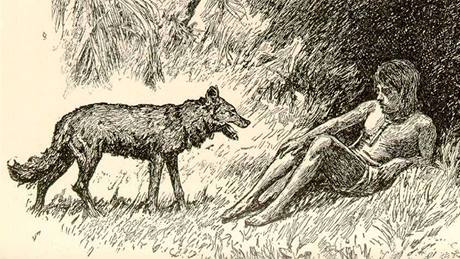 Mauglí z Knihy dunglí na jedné z prvních ilustrací