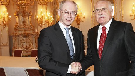 Prezident Václav Klaus se setkal s hlavou Evropské unie Hermanem Van Rompuyem.