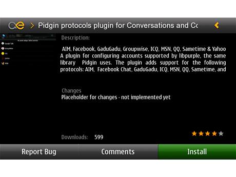 Aplikace pro Nokia N900 - Pidgin protocols plugin