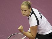 Nmeck tenistka Anna-Lena Grnefeldov pi fedcupovm utkn.