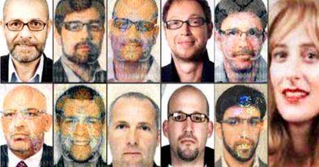 Skupina jedenácti podezelých, kteí údajn zvradili vysoce postaveného lena Hamasu Mahmúda Mabhúha.