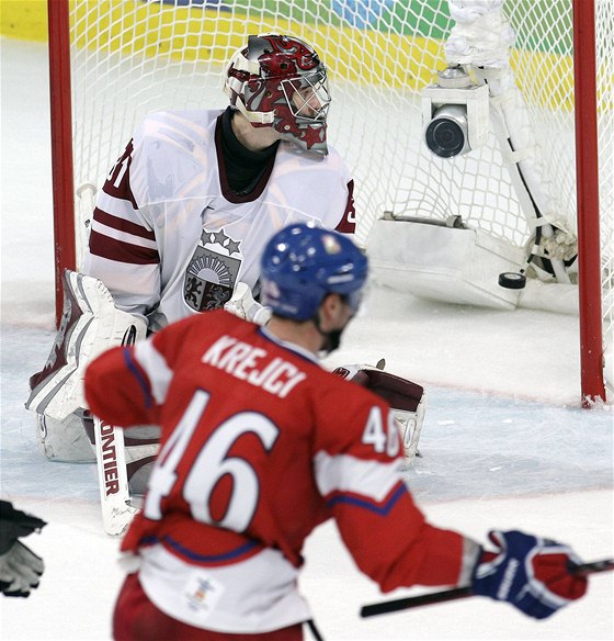 Vítzný gól Davida Krejího v zápase proti Lotysku v osmifinále olympijského turnaje ve Vancouveru.