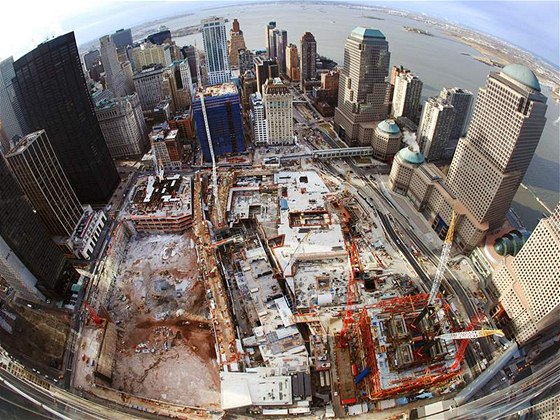 Souasný stav prací na Ground Zero v New Yorku.