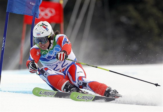 Ondej Bank na trati olympijského obího slalomu.