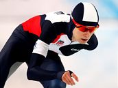 Rychlobruslařka Martina Sáblíková na trati olympijského závodu na 5000 metrů Rychlobruslařka Martina Sáblíková na trati olympijského závodu na 5000 metrů