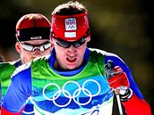 Luk Bauer na olympid ve skiatlonu dlouho vedl, ale nakonec dobhl sedm.