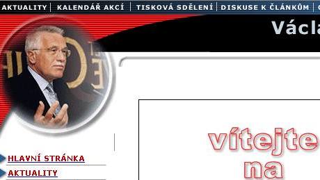 Webové stránky Václava Klause v roce 2002