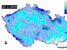 Mnostv vodn hodnoty snhu (SVH) na zem R k 22.2. 2010.