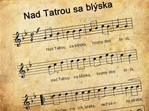 Text slovensk sttn hymny Nad Tatrou sa blska. Ilustran foto