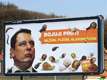 Billboard parodujc pedvolebn plakty SSD s Jim Paroubkem.