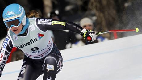 Julia Mancusová na trati superobího slalomu v Crans Montan.