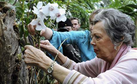 Jiina Jirásková se zúastnila sázení orchidejí v botanické zahrad v Praze Troji