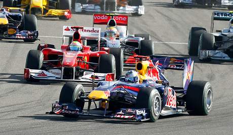 Sebastian Vettel (Red Bull) v ele Velk ceny Bahrajnu.