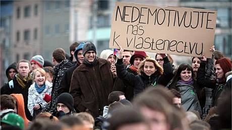 Demonstrace v Bratislav.