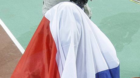 Francouzský trojskokan Teddy Tamgho krátce poté, co na halovém MS pekonal svtový rekord