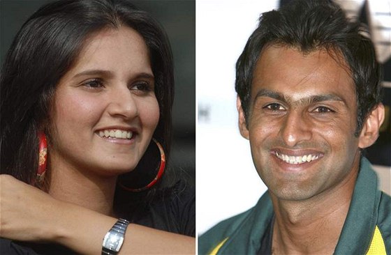 Nejlepí indická tenistka vech dob Sania Mirzaová a bývalý kapitán pákistánské kriketové reprezentace oaib Malik.