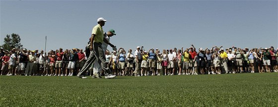 Tiger Woods v tréninku na Masters 2010.