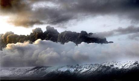 Snímek mraku vulkanického popela z islandské sopky (15. dubna 2010)