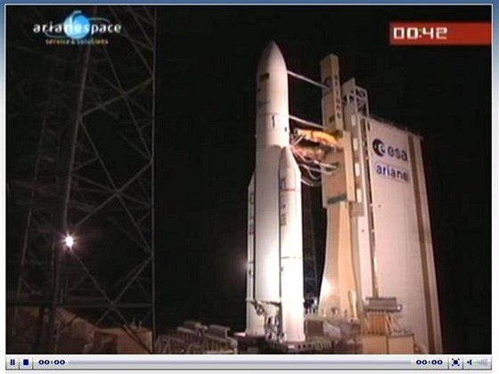 Astra 3B na startu na kosmodromu v Kourou 9.4.10. Start odloen 42 sekund ped záehem. 