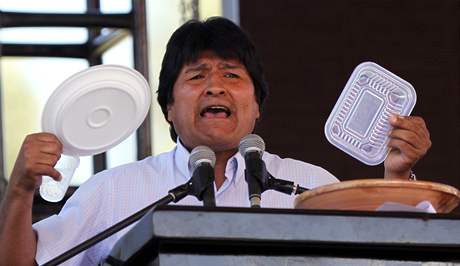 Bolivijský prezident Evo Morales na ekologické konferenci v Cochabamb. (20....