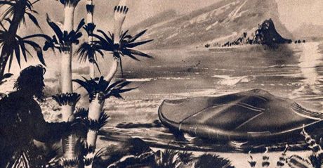 Z vstavy Planeta Eden - Burianova vize mimozemskch plavidel v romnu Ptel z Hadonoe.