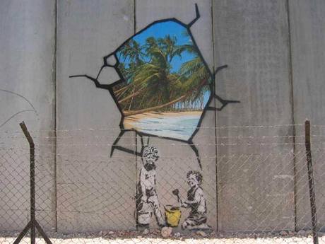 Banksy - graffiti  pobl Betlma, 2005
