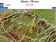 Blesky nad R 26. dubna ve 14:45