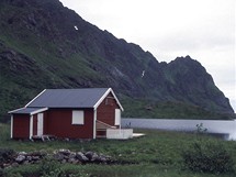 Norsko, Lofoty, rybsk chata u jezera Agvatnet