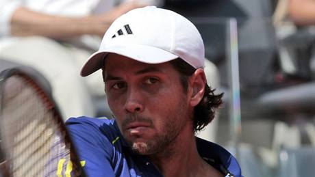 Fernando Verdasco ze panlska bhem zápasu s Davidem Ferrerem na Turnaji Masters v ím.