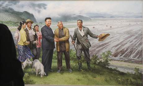 Obraz "Dky Generlovi zaal na planin Hantura nov ivot" na vstav severokorejsk propagandy ve Vdni