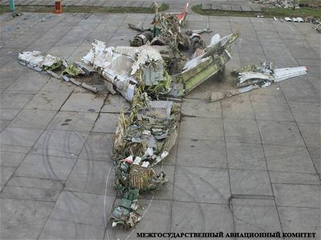 Poskldan trosky Tupolevu Tu-154, kter 10. dubna havaroval u Smolenska.
