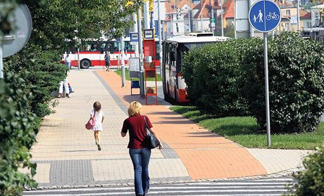Dva a pl kilometru dlouh trasa na Evropsk ulici v Praze vede pes zastvku autobus mstsk hromadn dopravy. V cest cyklistm navc stoj sloupy a lampy.