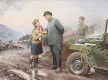 Obraz "Vde, jste blzko frontov linie" na vstav severokorejsk propagandy ve Vdni