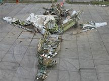 Poskldan trosky Tupolevu Tu-154, kter 10. dubna havaroval u Smolenska.
