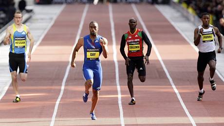 Tyson Gay pi atletické exhibici v Manchesteru