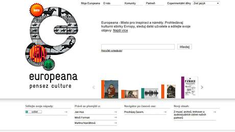 Stránky Europeana, které nabízejí pístup k rzným zdrojm