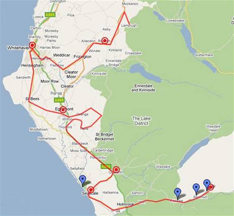 Mapa vradn anglickho taxike Derricka Birda