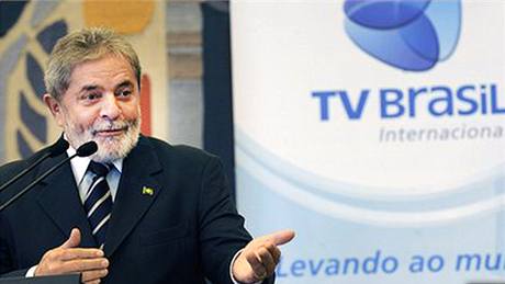 Brazilský prezident Lula da Silva pi slavnostním sputní televizního kanálu TV Brasil.