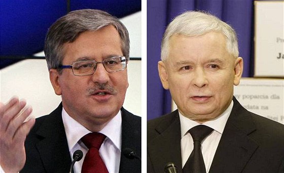 Kandidáti na prezidenta Polska Bronislaw Komorowski (vlevo) a Jaroslaw Kaczynski