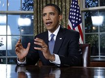 Barack Obama promluvil o ropn katastrof z Ovln pracovny Blho domu (16. ervna 2010)