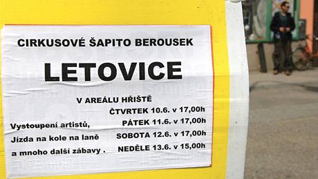 Leták lákající na falešný cirkus Berousek v Letovicích Leták lákající na falešný cirkus Berousek v Letovicích