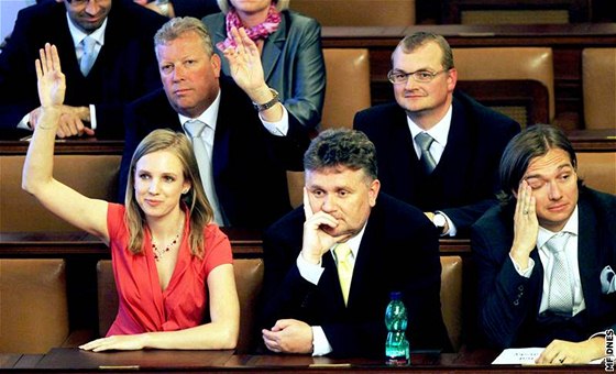 Cviné hlasování nových poslanc ve Snmovn. (22. ervna 2010)