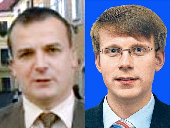 Reportér TV Nova Vladimír Keblúek (vlevo) a mluví ODS Martin Kupka