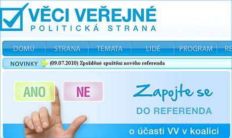 Referendum na internetových stránkách Vcí veejných.