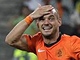 DA SE. Nizozemsk zlonk Wesley Sneijder slav vtzn gl v sti Brazlie